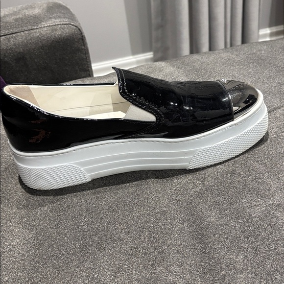 Miu Miu Shiny Black Loafers with White Soles - Picture 3 of 3